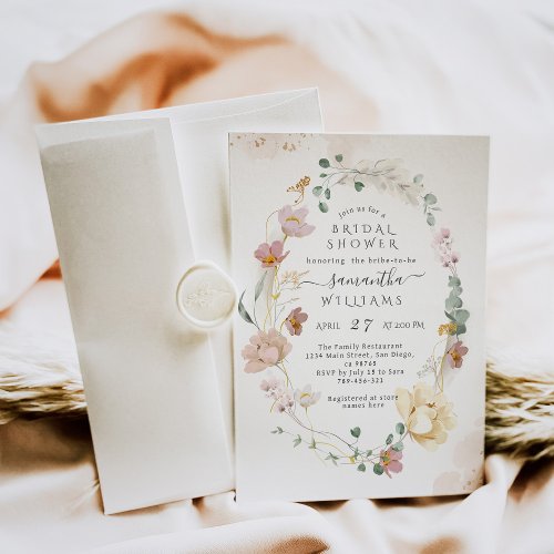 Whimsical Wildflower Elegant Boho Bridal Shower Invitation