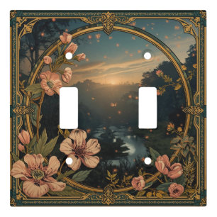 Whimsical Wildflower Evening Art nouveau Light Switch Cover