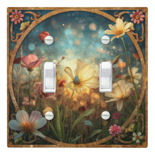 Whimsical Wildflower Evening Art nouveau Light Switch Cover