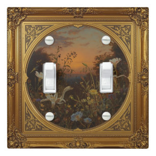 Whimsical Wildflower Evening Art nouveau Light Switch Cover