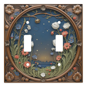 Whimsical Wildflower Evening Art nouveau Light Switch Cover