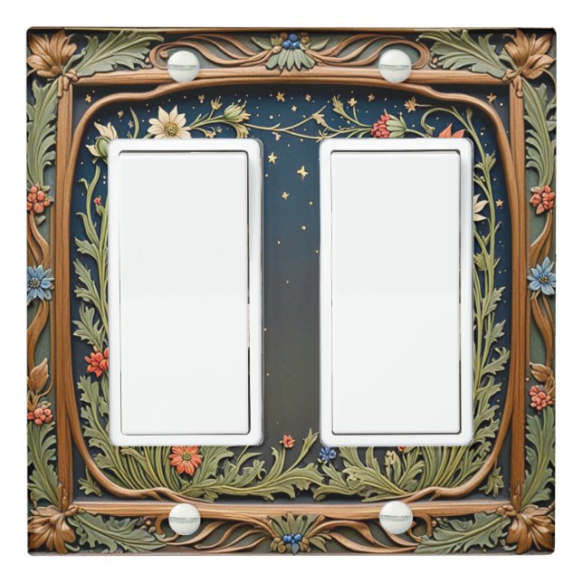 Whimsical Wildflower Evening Double Rocker Light Switch Cover (In Situ)