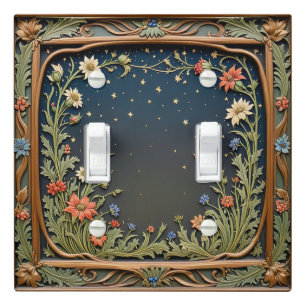Whimsical Wildflower Evening Double Toggle Light Switch Cover