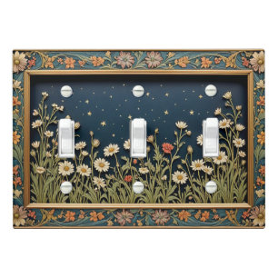 Whimsical Wildflower Evening Triple Toggle Light Switch Cover