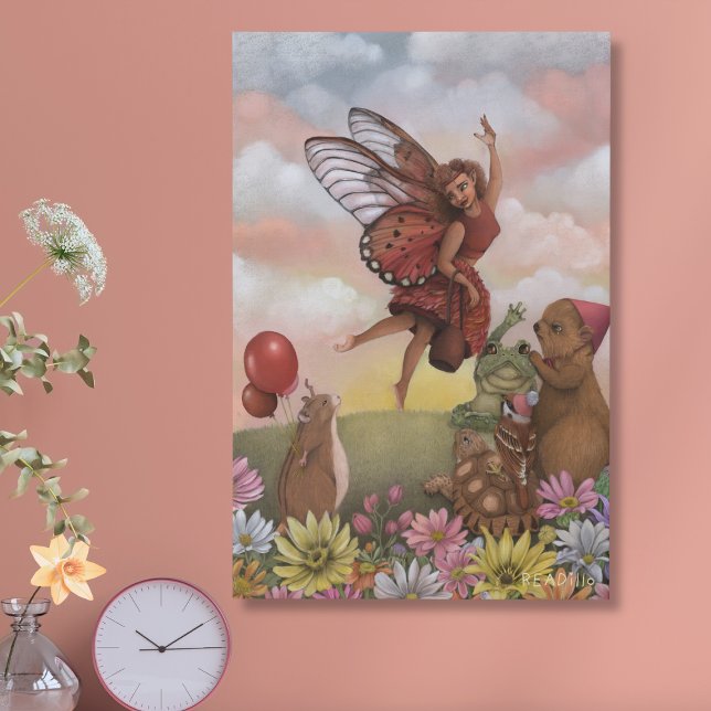 Whimsical Wildflower Fairy Farewell to the Animals Faux Canvas Print (Creator Uploaded)
