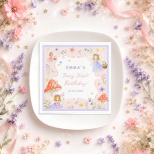 Whimsical Wildflower Fairy First 1st Birthday Napkins