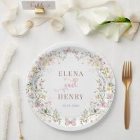 Whimsical Wildflower Fairytale Garden Wedding Paper Plates