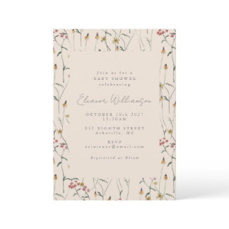 Whimsical Wildflower Floral Boho Baby Shower Invitation