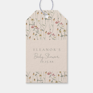 Whimsical Wildflower Floral Custom Baby Shower Gift Tags