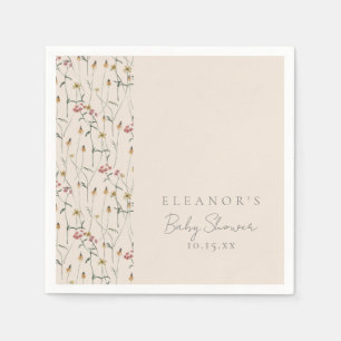Whimsical Wildflower Floral Custom Baby Shower Napkins