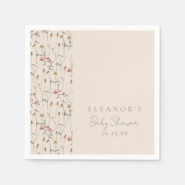 Whimsical Wildflower Floral Custom Baby Shower Napkins (Front)