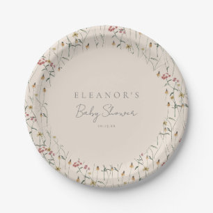 Whimsical Wildflower Floral Custom Baby Shower Paper Plates