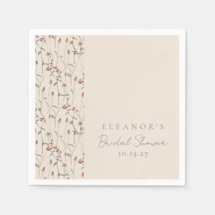 Whimsical Wildflower Floral Custom Bridal Shower Napkins
