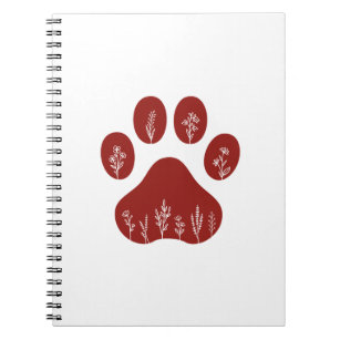 Whimsical Wildflower Floral Dog Paw Print Notebook
