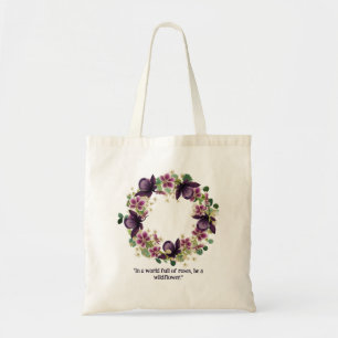 Whimsical Wildflower Floral Wreath Tote Bag