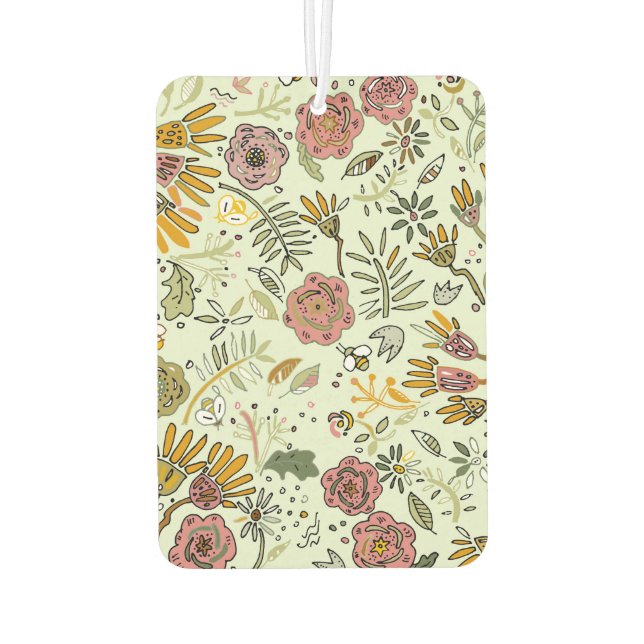 Whimsical Wildflower Garden & Bumblebee Pattern Air Freshener (Back)