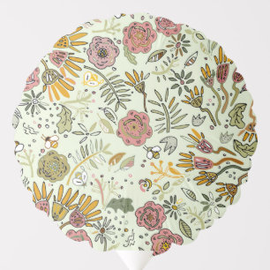 Whimsical Wildflower Garden & Bumblebee Pattern Balloon