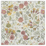 Whimsical Wildflower Garden &amp; Bumblebee Pattern Fabric