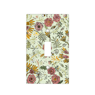Whimsical Wildflower Garden & Bumblebee Pattern Light Switch Cover