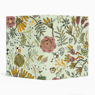 Whimsical Wildflower Garden & Bumblebee Pattern Mini Binder