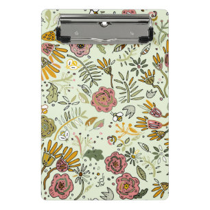 Whimsical Wildflower Garden & Bumblebee Pattern Mini Clipboard