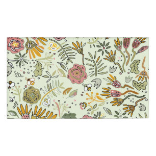 Whimsical Wildflower Garden & Bumblebee Pattern Name Tag
