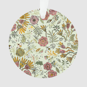 Whimsical Wildflower Garden & Bumblebee Pattern Ornament