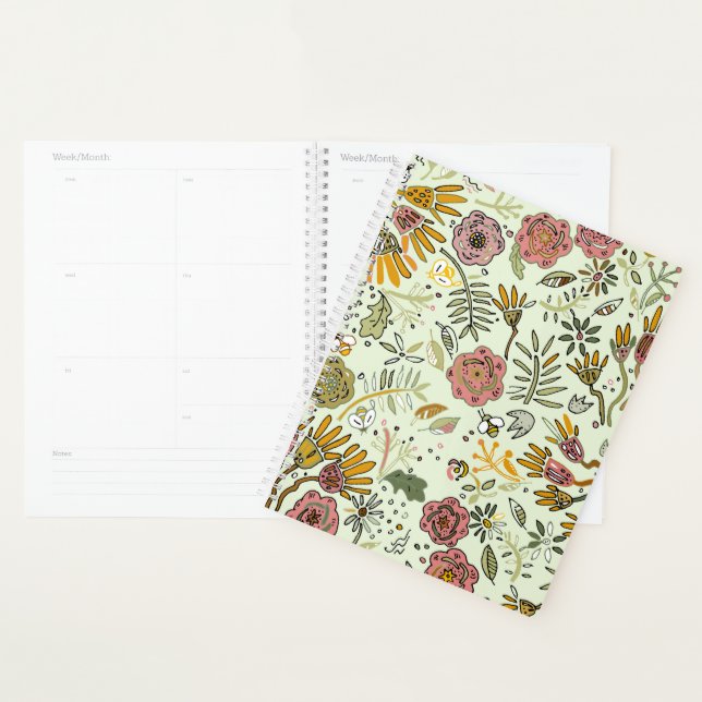 Whimsical Wildflower Garden & Bumblebee Pattern Planner (Display)