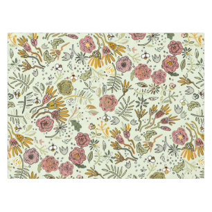 Whimsical Wildflower Garden & Bumblebee Pattern Tablecloth