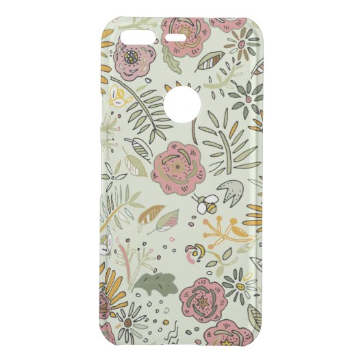 Whimsical Wildflower Garden & Bumblebee Pattern Uncommon Google Pixel Case (Back)