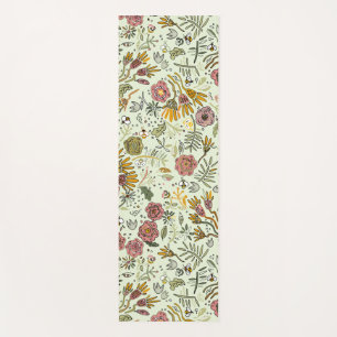 Whimsical Wildflower Garden & Bumblebee Pattern Yoga Mat