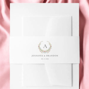 Whimsical Wildflower Garden Monogram Wedding Invitation Belly Band