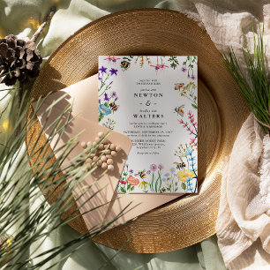 Whimsical Wildflower Garden Summer Boho Wedding Invitation