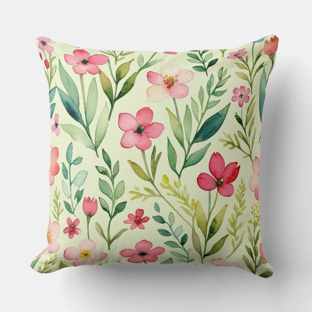 Whimsical Wildflower Garden Throw Pillow (Front)