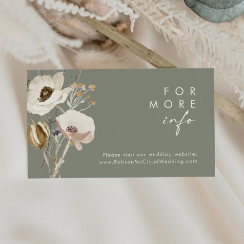 Whimsical Wildflower  I Sage Wedding Website Card