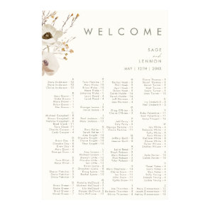 Whimsical Wildflower | Ivory Alphabetical Seating Poster