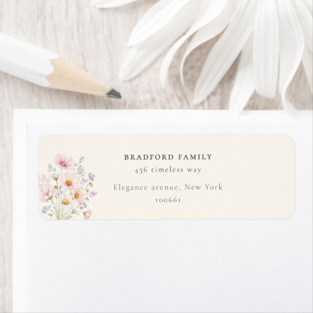 Whimsical Wildflower Ivory Botanical Label (Insitu)