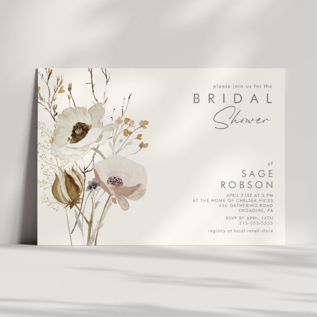 Whimsical Wildflower | Ivory Bridal Shower Invitation