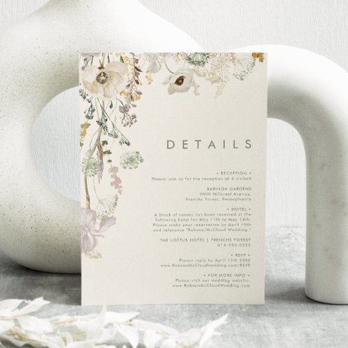 Whimsical Wildflower  Ivory Details Enclosure Card