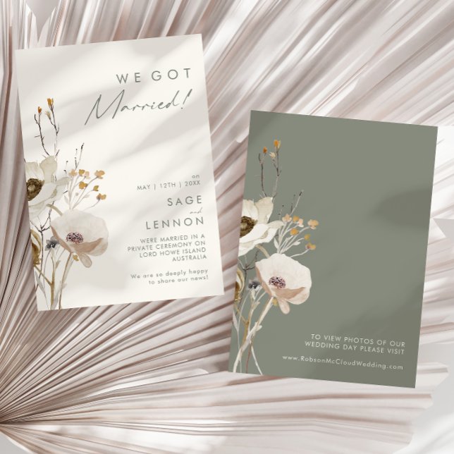 Whimsical Wildflower Ivory Elopement Announcement (Creator Uploaded)