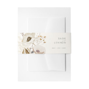 Whimsical Wildflower Ivory Invitation Belly Band