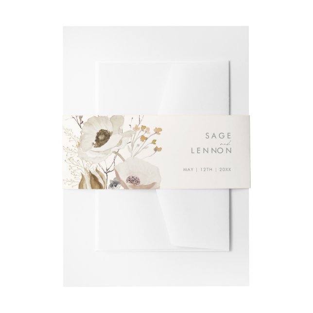 Whimsical Wildflower | Ivory Invitation Belly Band (Front Example)