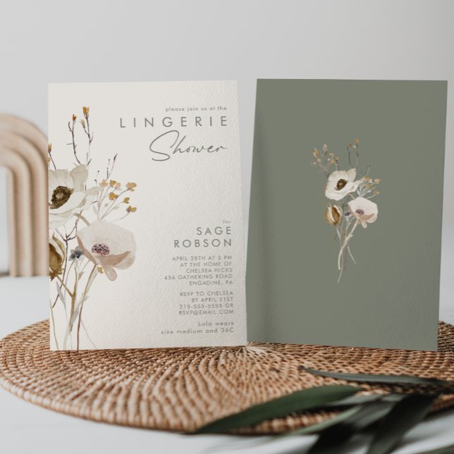 Whimsical Wildflower | Ivory Lingerie Shower Invitation