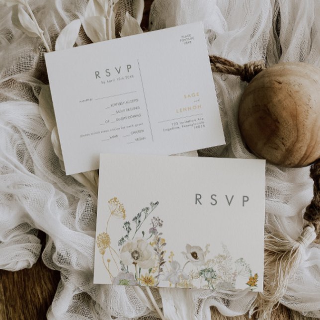 Whimsical Wildflower | Ivory Menu Choice RSVP Card (Creator Uploaded)
