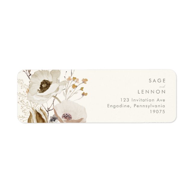 Whimsical Wildflower | Ivory Return Address Label (Front)