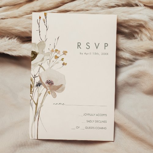 Whimsical Wildflower  Ivory RSVP Card