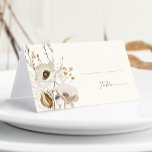 Whimsical Wildflower | Ivory & Sage Folded Wedding Place Card<br><div class="desc">This Whimsical Wildflower | Ivory & Sage folded wedding place card is perfect for your simple, elegant boho wedding. The modern rustic greenery accompanied by the minimalist watercolor wildflowers will help bring your vision to life! This design of pretty gold flowers, touches of bohemian sage green and purple is sure...</div>