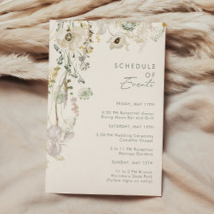 Whimsical Wildflower   Ivory Schedule of Events Enclosure Card