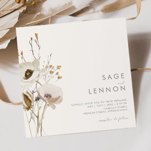 Whimsical Wildflower | Ivory Square Wedding Invitation
