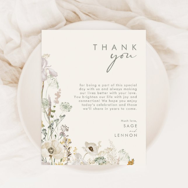 Whimsical Wildflower | Ivory Thank You Card  (Creator Uploaded)